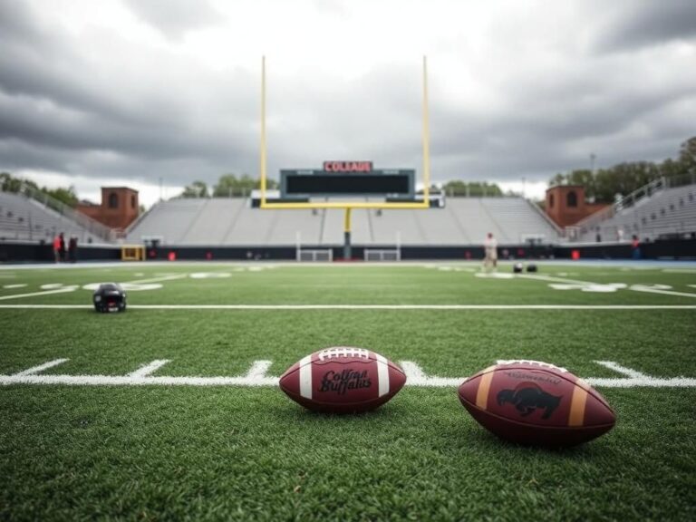 Flick International football field under overcast sky with goalposts in the background, symbolizing challenges faced by the Colorado team
