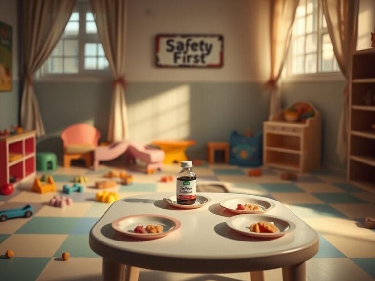 Flick International An empty daycare playroom with colorful toys and a bottle of melatonin on the table