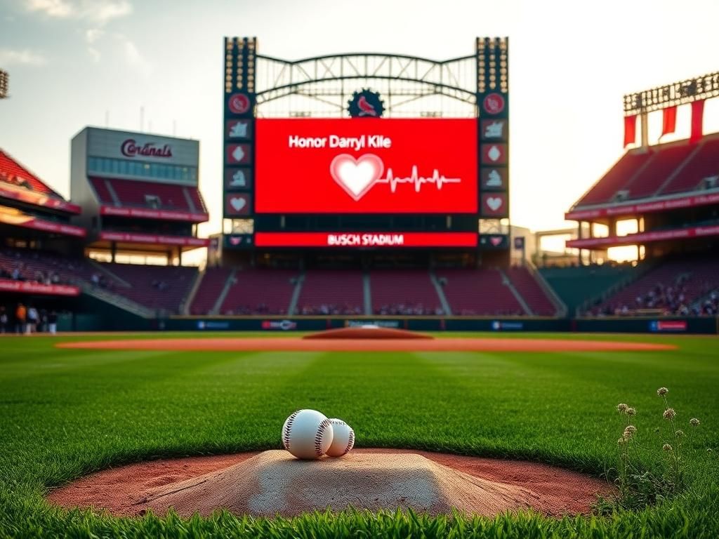 Flick International Sunlit baseball field at Busch Stadium honoring Darryl Kile with heart health awareness message