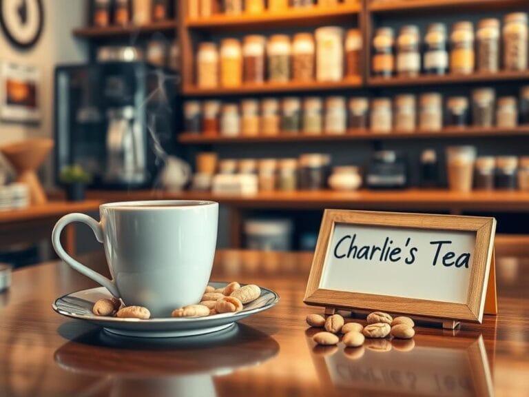 Flick International A serene coffee shop scene with a steaming cup of tea and assorted nuts promoting health and wellness