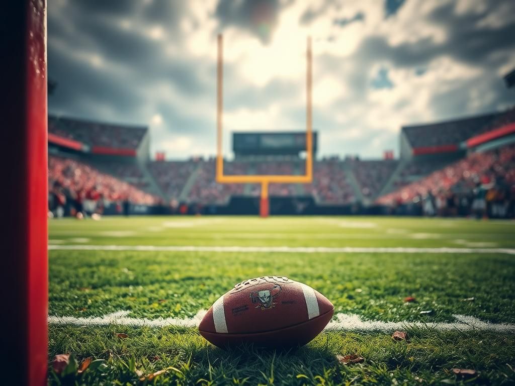 Flick International Intense football scene depicting a vibrant field post-play with a football on the ground