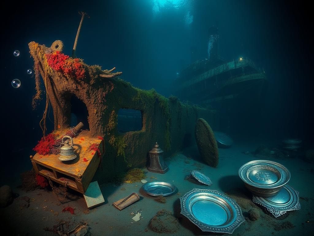 Flick International Underwater view of the wreck of HMS Britannic lying on the ocean floor