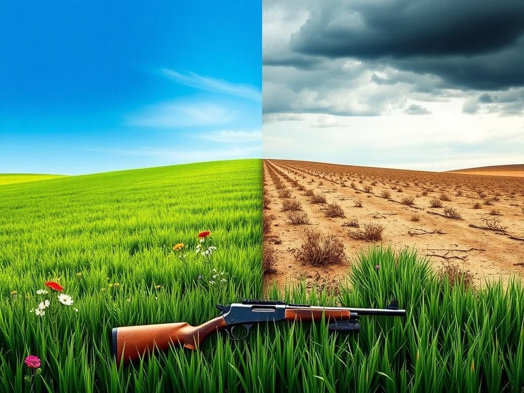 Flick International A somber landscape illustrating the contrast between hope and despair in political discourse.