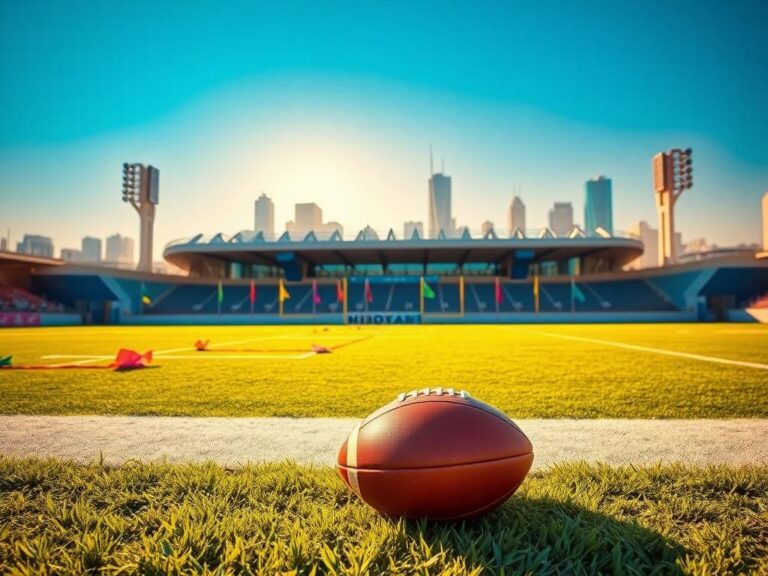 Flick International A vibrant flag football field in Riyadh, Saudi Arabia, ready for competition