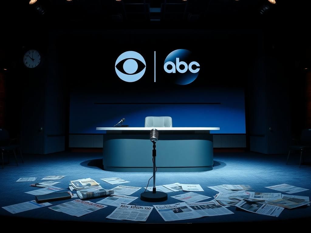 Flick International Dimly lit late-night stage set symbolizing absence of host