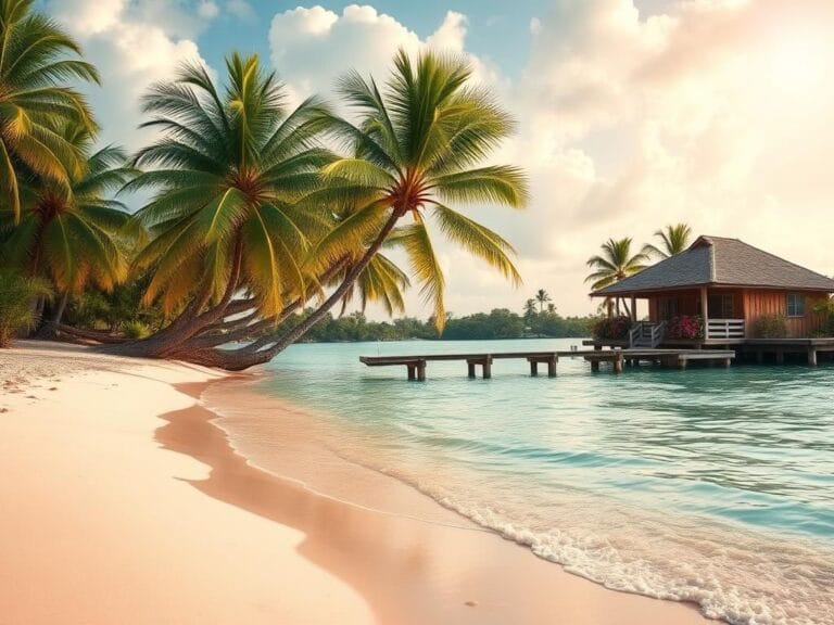 Flick International Serene Florida landscape featuring vibrant tropical scenery with a peaceful beach and palm trees