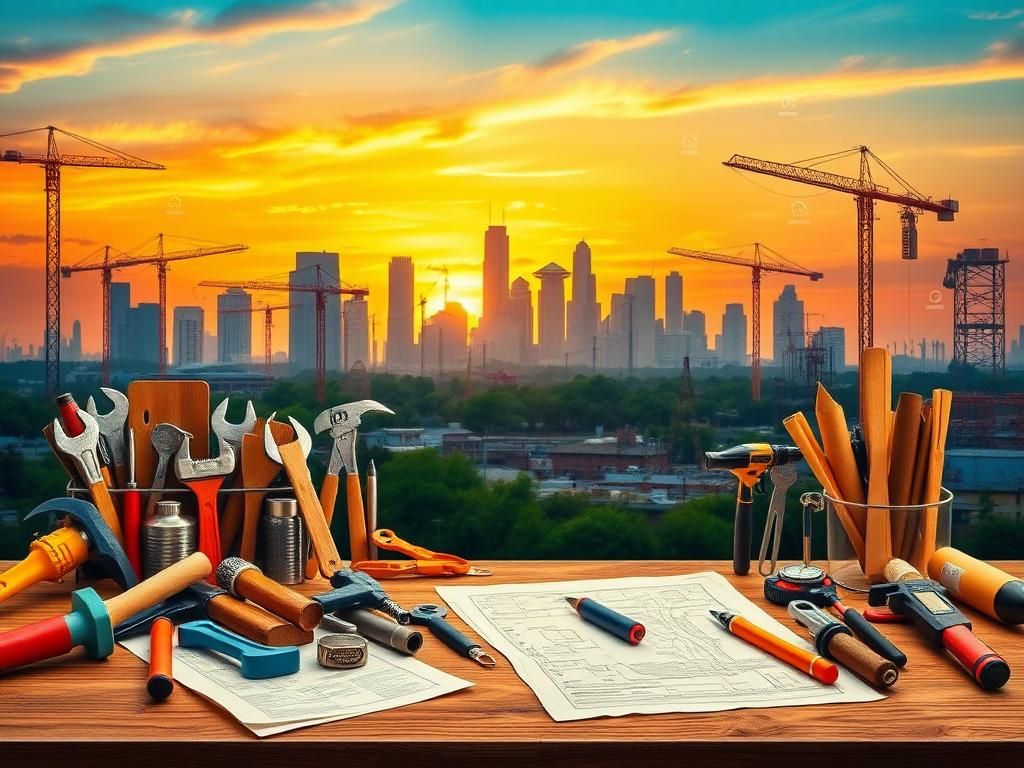 Flick International A vibrant scene showcasing tools symbolizing skilled trades in celebration of Labor Day.