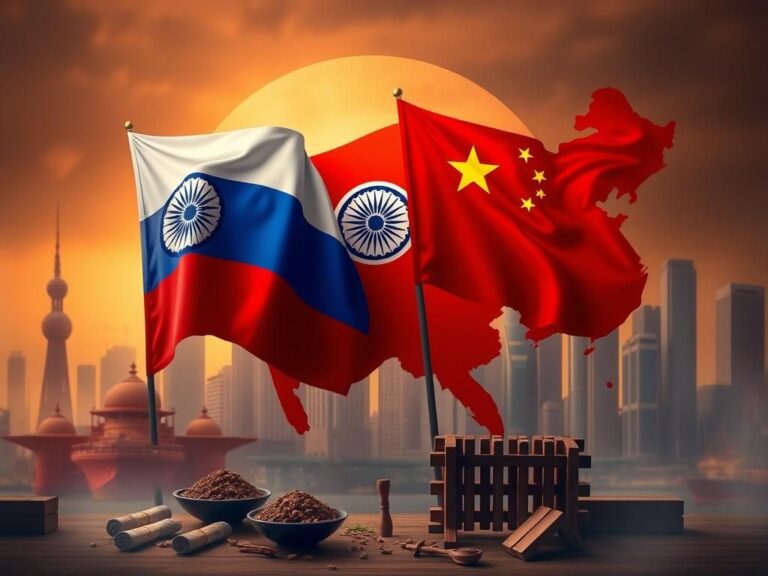 Flick International Flags of India, Russia, and China displayed prominently against a stylized map backdrop
