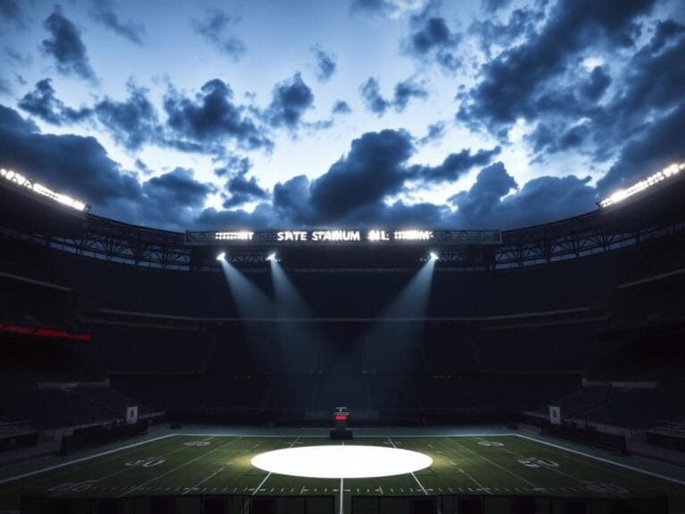 Flick International Elevated view of empty State Farm Stadium with security measures in place