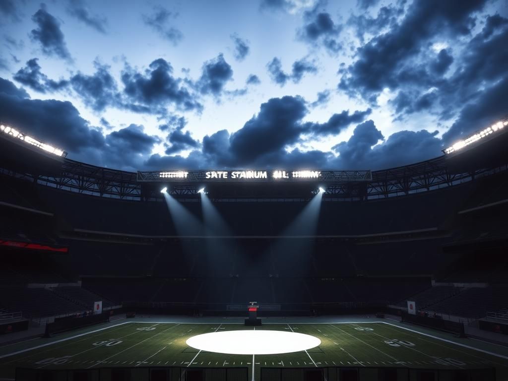 Flick International Elevated view of empty State Farm Stadium with security measures in place