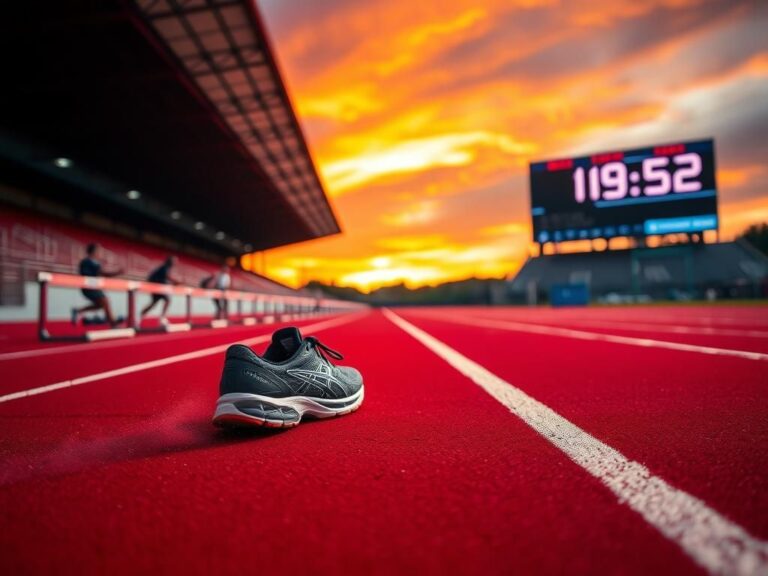 Flick International A dynamic scene of a running track with high-performance shoes at the starting blocks.