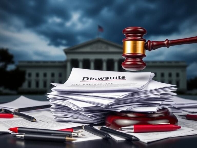 Flick International Gavel striking down on a lawsuit stack symbolizing legal battles