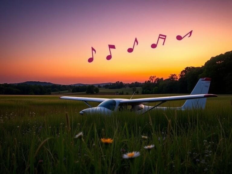 Flick International Tragic scene depicting the remnants of a Cirrus SR22T aircraft in a serene North Carolina landscape at dusk