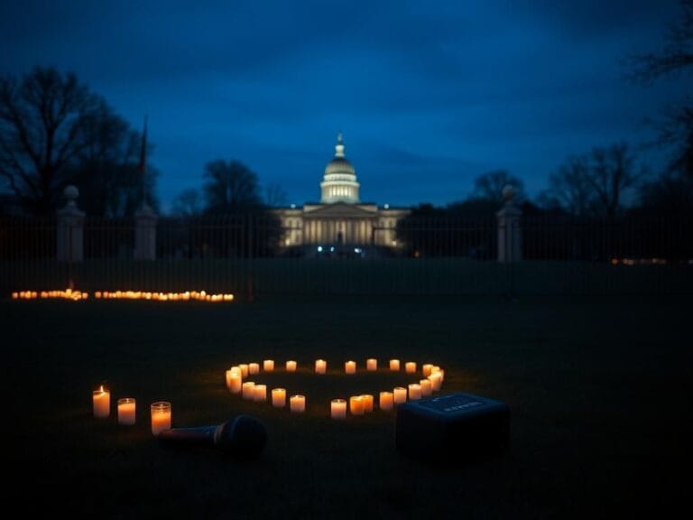 Flick International Twilight scene in Boston Common with candles arranged in a heart shape for a vigil.