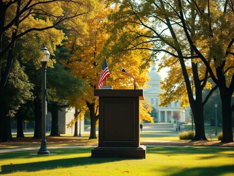 Flick International Empty podium in a community park symbolizing the voice of young conservatives