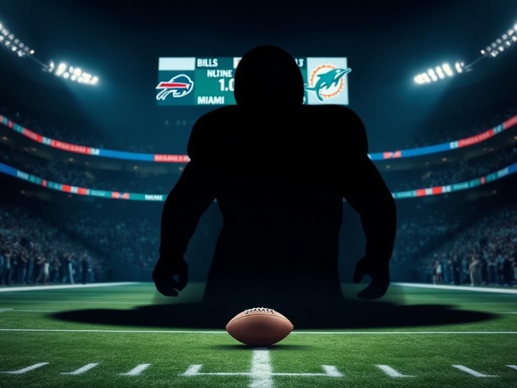 Flick International Dimly lit football stadium during a tense game between the Buffalo Bills and Miami Dolphins