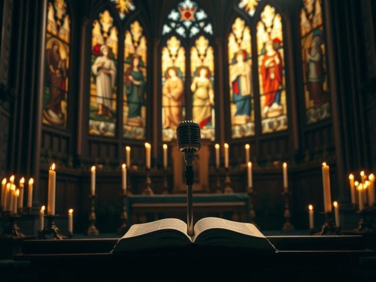 Flick International A solemn interior view of a grand cathedral featuring an ornate altar and flickering candles