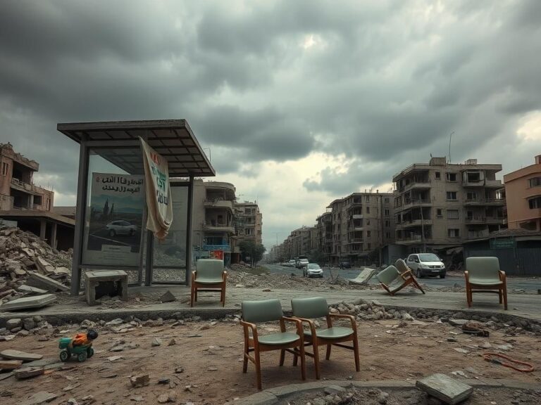 Flick International Desolate urban landscape in Gaza City showcasing crumbling buildings and debris after conflict