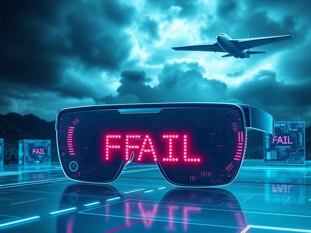 Flick International Futuristic digital landscape showcasing advanced AI technology with smart glasses and glitching screens