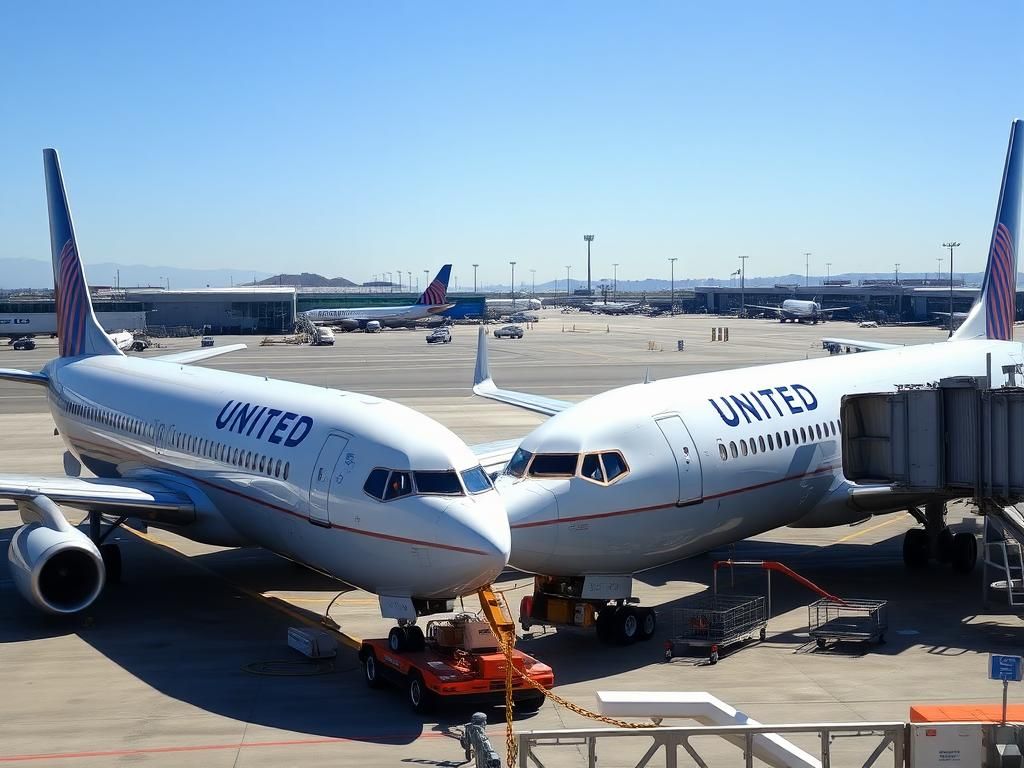 Flick International Two United Airlines Boeing 737 aircraft in close proximity at San Francisco International Airport