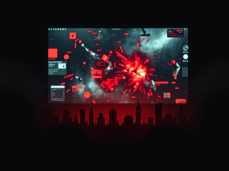 Flick International Eerie digital landscape depicting online 'gore' forums in a dark setting