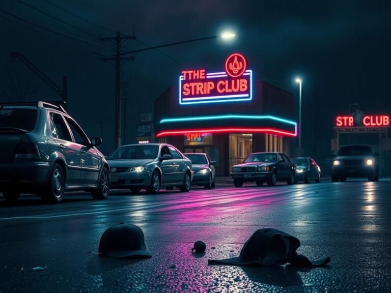 Flick International Dark urban night scene with abandoned vehicles after shooting incident