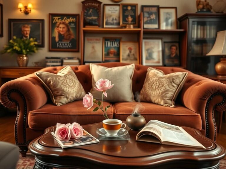 Flick International Cozy vintage living room with Hollywood memorabilia