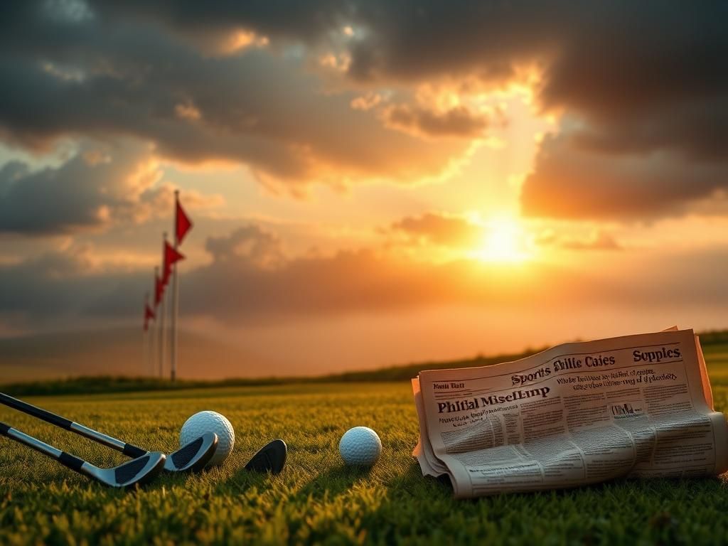 Flick International Golf course at dawn with clubs and ball in foreground, representing Phil Mickelson's legacy