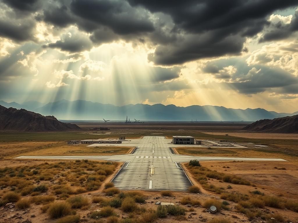 Flick International Aerial view of Bagram Air Base surrounded by mountainous terrain in Afghanistan