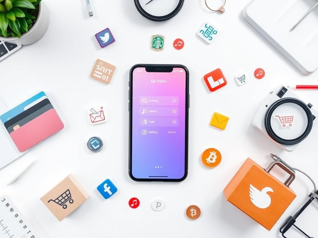 Flick International smartphone displaying digital wallet app with payment icons and delivery elements