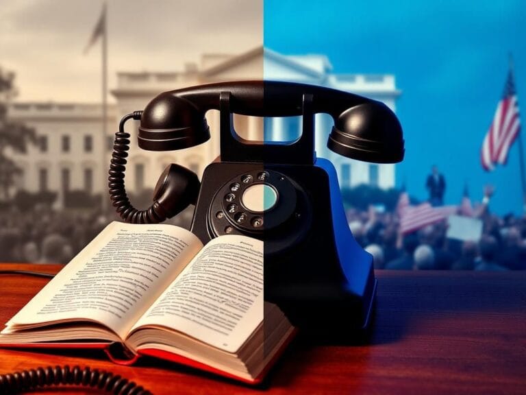 Flick International A split scene depicting contrasting perspectives on a phone call regarding political tensions