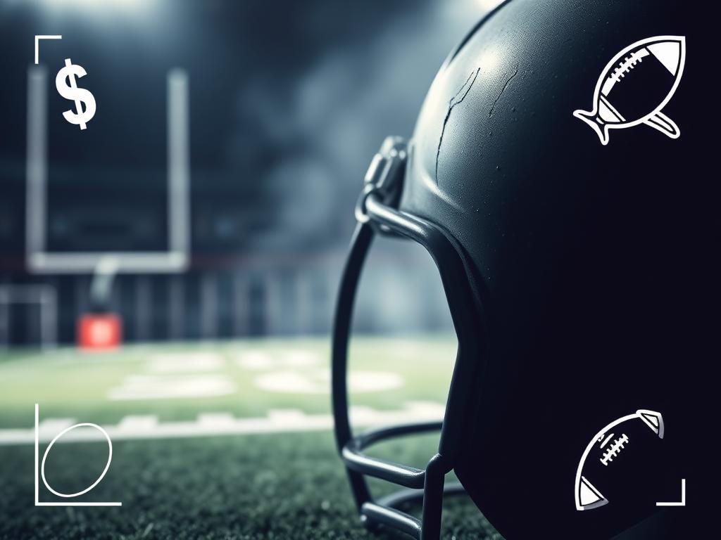 Flick International Close-up of a football helmet with visible scratches and dents representing game impact