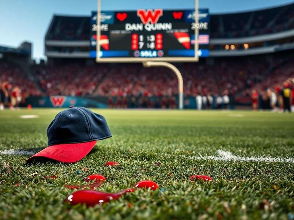Flick International Scene depicting the aftermath of a collision on the football field with a coach's cap and blood stains