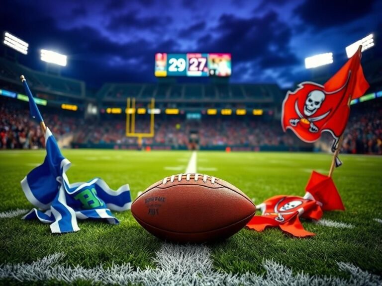 Flick International Dramatic nighttime football scene with a game-winning football on the 36-yard line