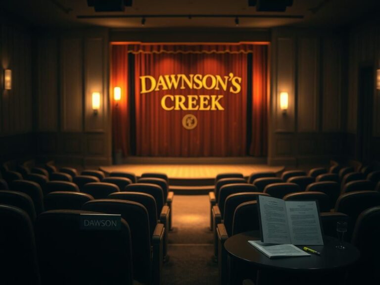 Flick International Serene theater scene with empty seats and a stage for the Dawson's Creek reunion