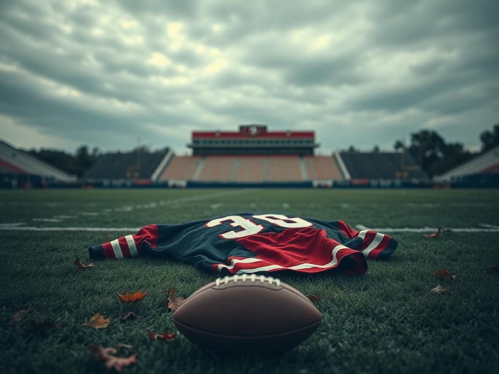 Flick International Abandoned black and red jersey on a football field symbolizing Nick Bosa's injury