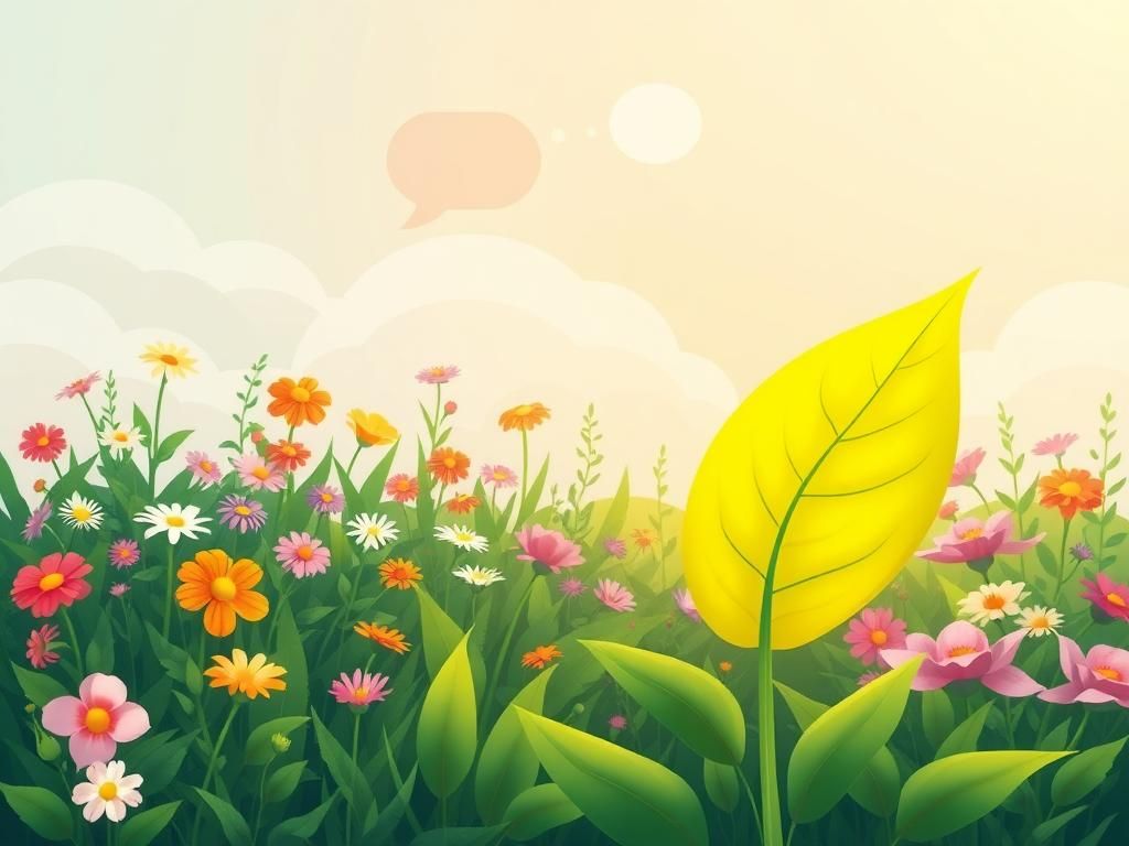 Flick International Vibrant garden illustration symbolizing growth and hope with colorful flowers and a folate leaf.