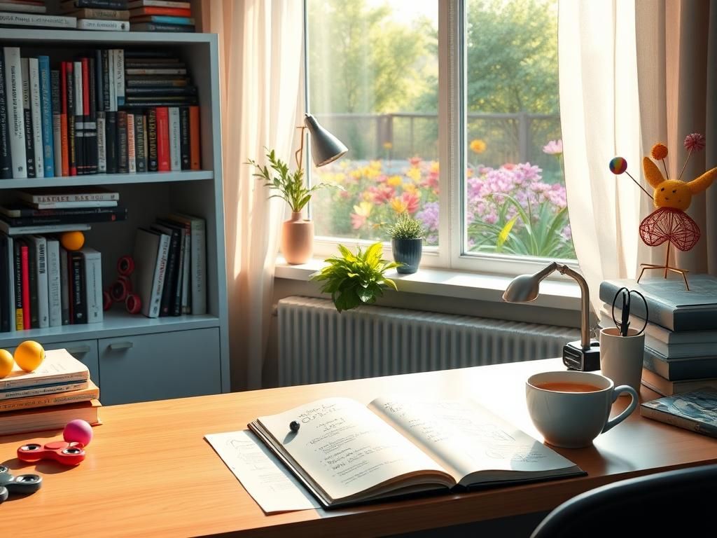 Flick International Serene office space showcasing items representing the autism spectrum.