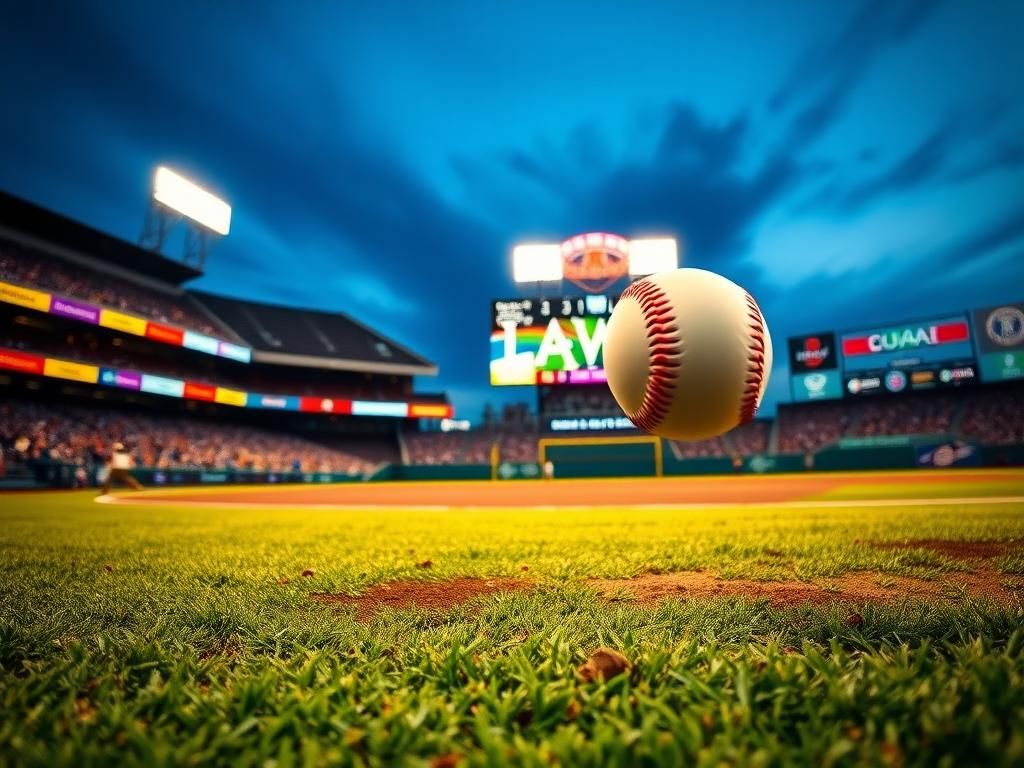 Flick International Jacob Young making a spectacular bobbling catch during a baseball game