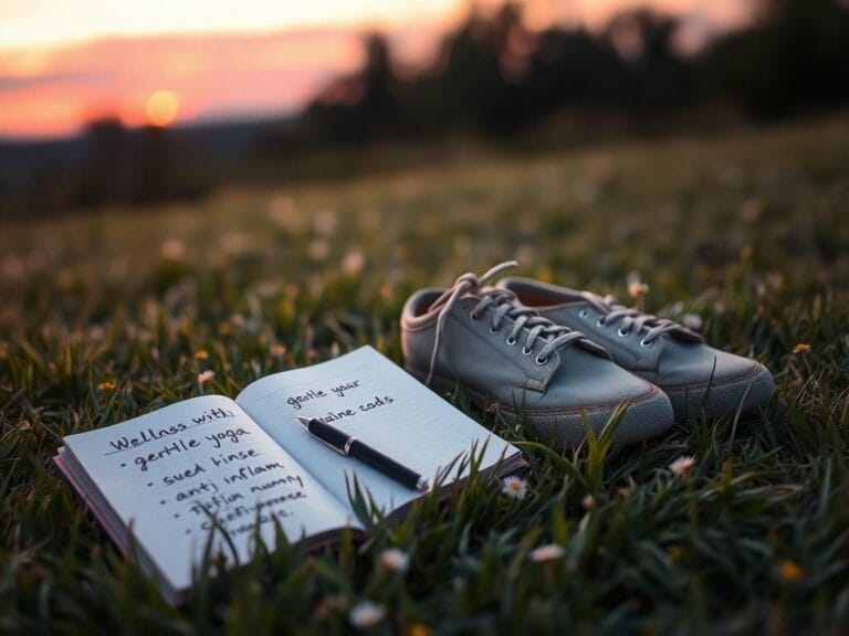 Flick International A pair of worn-out lace-up shoes resting on grassy ground symbolizing self-care amidst health challenges
