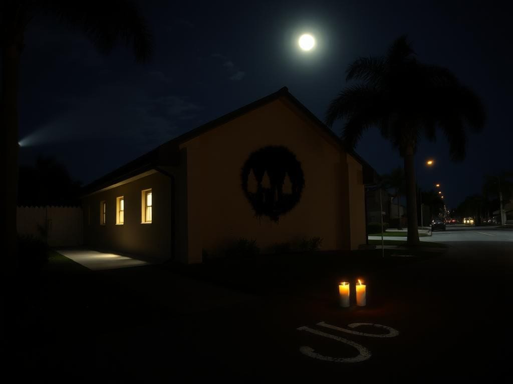 Flick International Charred exterior of the Chabad of Charlotte County synagogue after arson incident in Punta Gorda, Florida