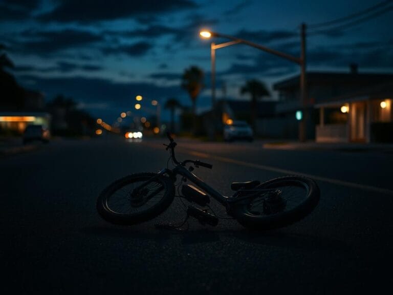 Flick International Dark street scene with a discarded e-bike in Gulfport, Florida