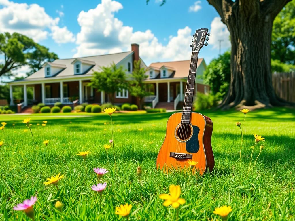 Flick International Vibrant summer scene in Nashville with wildflowers and Southern architecture