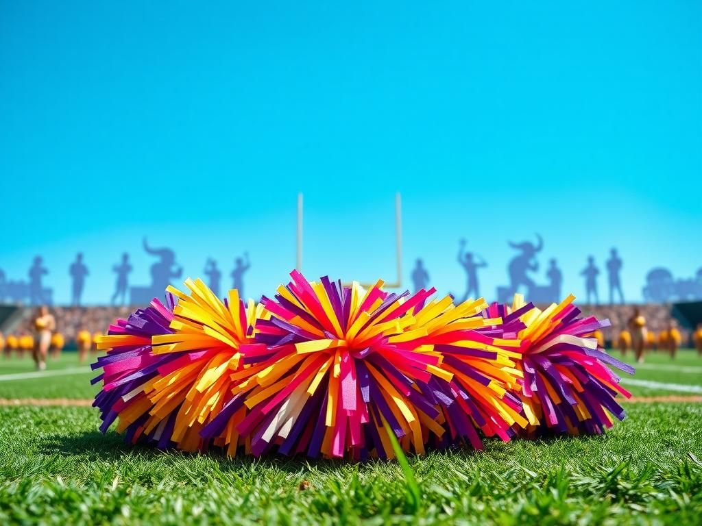 Flick International Vibrant NFL cheerleading scene featuring colorful pom-poms and football elements
