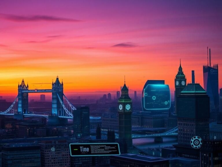 Flick International Futuristic London cityscape at dusk showcasing advanced technology and historical architecture