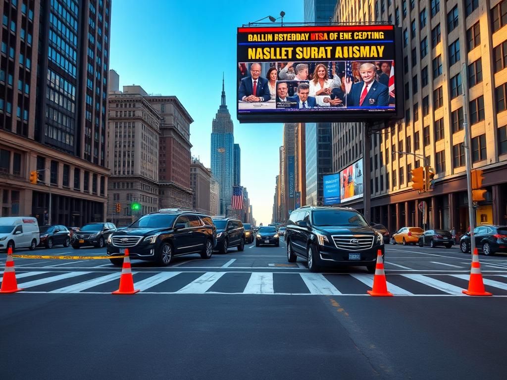 Flick International A presidential motorcade blocking a New York City street during rush hour