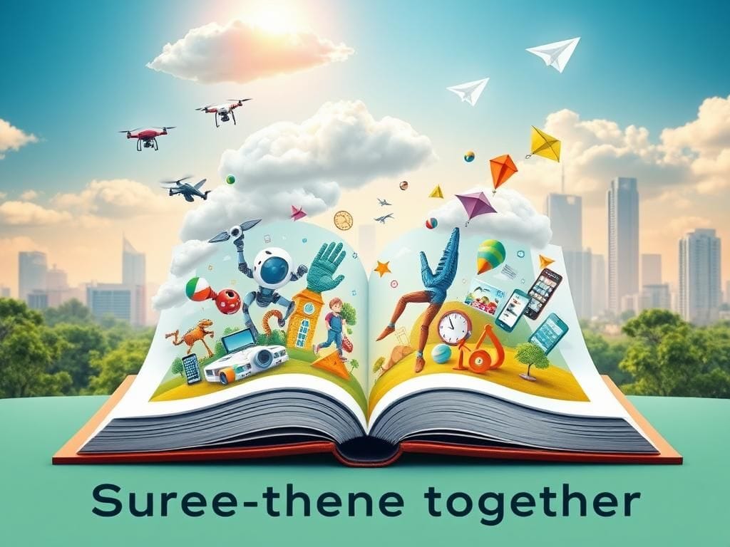 Flick International A serene landscape featuring a large open book representing children's education and safety in the digital age.