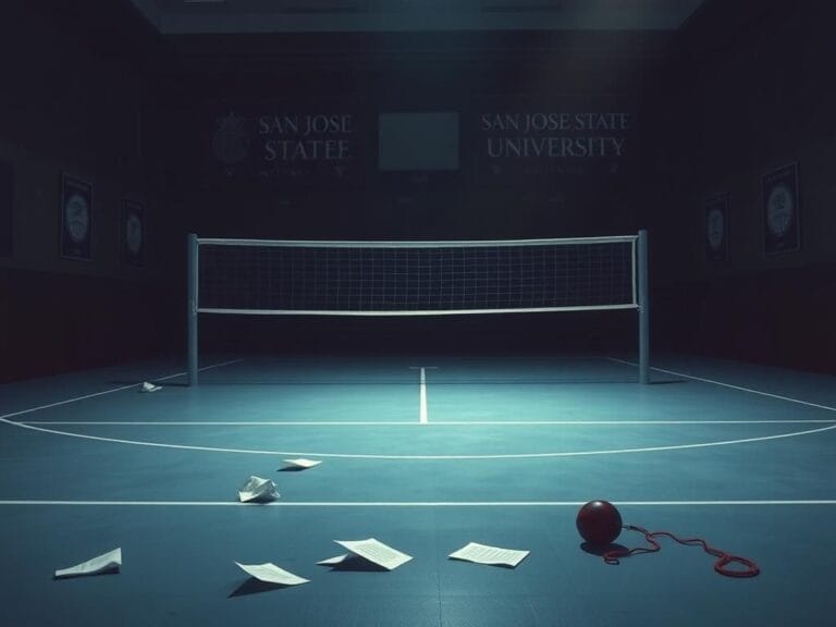 Flick International Empty volleyball court symbolizing controversy in women's sports