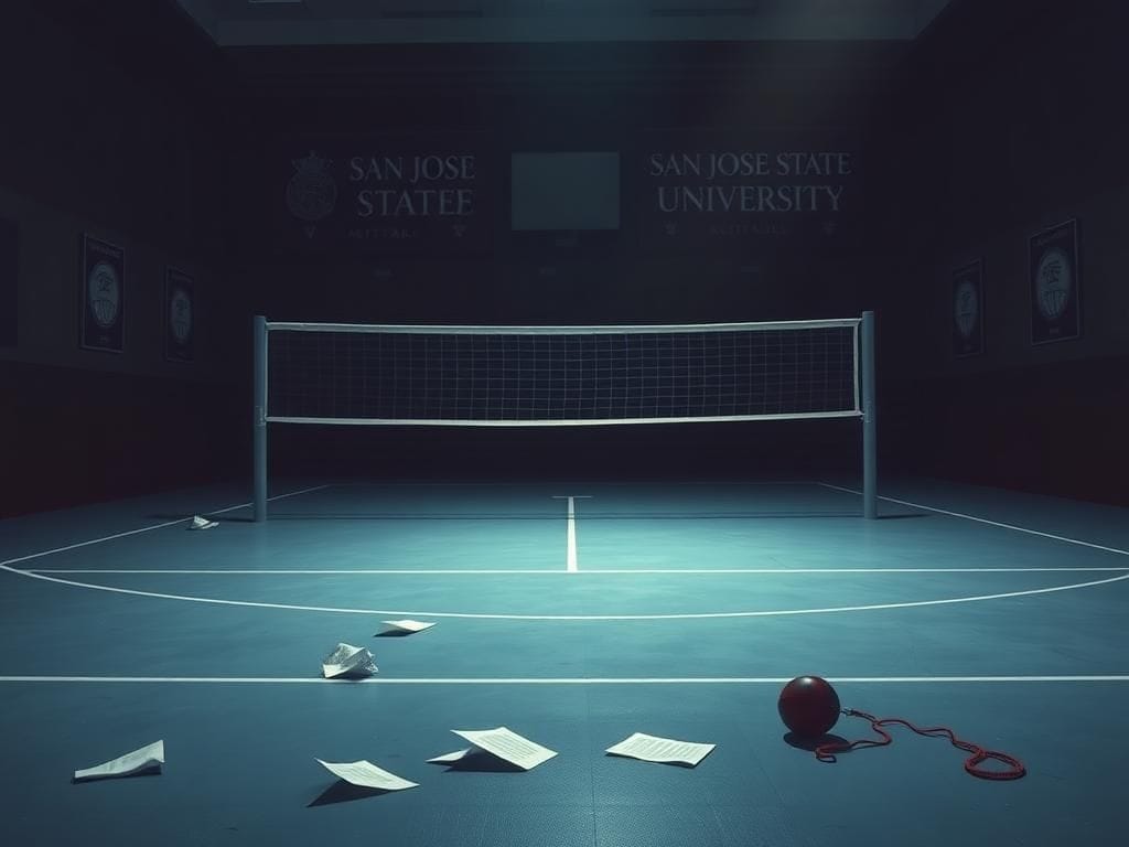 Flick International Empty volleyball court symbolizing controversy in women's sports