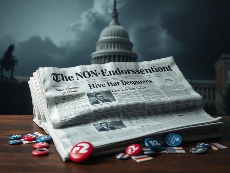 Flick International A conceptual image of a closed newspaper on a wooden desk representing major publication non-endorsements